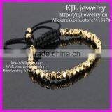 KJL-BD5263 Wholesale Gold Faceted Nugget Beads Bracelet,Handcrafted Braiding 4.5mm Gold Nugget Beads Macrame Bracelet