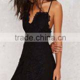Latest Wholesale Adjustable Strap Custom Appliqued Little Black Dress thumbnail-3