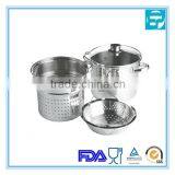 2014 New Product Stainless Pasta Cooker Stock Pot Strainer Lid Set