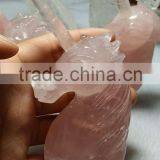 Hand Carving Natural Rose Quartz Crystal Unicorn For Home Decoration thumbnail-2