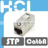 RJ45 Cat6A 180 Degree Shielded STP Straight Keystone Coupler