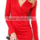 White Plain Ruffle Cross Collar Knit Dress New Ladies Dress thumbnail-3