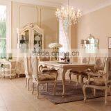 Luxury French Carved Dining Room Furniture/Solid Wood French Style Dining Table Set-White thumbnail-1