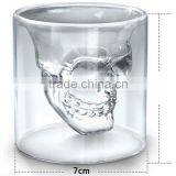 New Product Personalized 75ml High Borosilicate Glass Skull Shot Glass Double Wall Skull Wine Glass Cup thumbnail-3