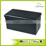 Faux Leather Folding Storage Ottoman Footrest Stool Shoe Bench Tea Table thumbnail-2