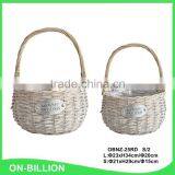Grey Color Natural Wicker Material Flower Girl Basket With Plastic Liner thumbnail-2