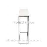 Euro Style Stainless Steel Base Console Table, White Lacquer Top thumbnail-3