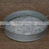 Wooden Handle Round Metal Serving Tray Beer Holder thumbnail-3