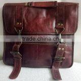 High Quality Classic Design Handmade Vintage Pure Goat Leather Laptop Bag thumbnail-1