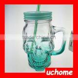 UCHOME Skull Shape Colorful Glass Mason Jar With Handle thumbnail-1