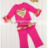 China 2016 New Design Factory Sale Directly Boutique Golden Autumn Outfits With Headband