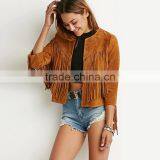 HAODUOYI Women Faux Suede Coat Vintage Fringe Jackets Cool Tassel Women For Wholesale thumbnail-4