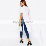 Girls Longline Plain White v Neck 100 Cotton White t Shirt thumbnail-2