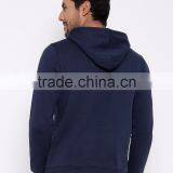 Navy Blue Man Hooded Sweatshirt Customize Front Kangaroo Pocket Fleece Lined 80% Cotton 20% Polyester Fabric Material Hoodies thumbnail-4