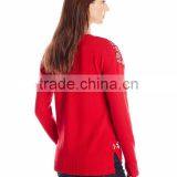 Women Red Sweater Reindeer Head Pattern Christmas Pullover thumbnail-2