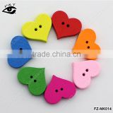 15x20mm Colorful pur color Heart Shaped Wood Buttons For Decoration DIY Craft