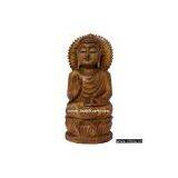Handmade Antique Look Gautam Buddha Wood Figurine India thumbnail-1