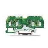 3 Conductor 800V 32A Ground Rail Spring Terminal Block Green Yellow