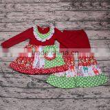 Yawoo Instock Deep Red Patchwork Dress Match Pants Christmas Clothes Girls Boutique Outfits thumbnail-1