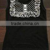 Wholesale Little Girls Cotton Clothes Black Tank Top Striped Ruffle Bib Sleeveless Striped Ruffle Bib Tank Tops thumbnail-1