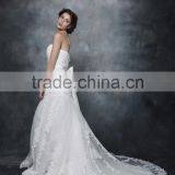 Mermaid Straight Neck With Beaded And Ribbon Sash Wedding Dress AS28602 thumbnail-2