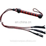 HMB-501A LEATHER FLOGGER RED BLACK WHIPS THREE TAILS WHIP