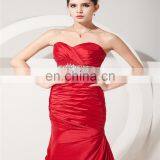 New Arrival Red Sweetheart Sleeveless Evening Gowns Beaded Floor Length Ruched Mother Of The Bride Dress thumbnail-5