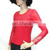 Autumn Wear Lace Long Sleeve O-neck Transparent Slim Shirt for Party&club Girl thumbnail-5