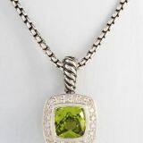 DY Sterling Silver Inspired 7mm 7mm Peridot Petite Albion Necklace