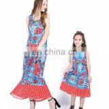 2019 Summer The Parent-child Attire Floral Print Sleeveless Long Dress With Splicing Bottom (this Link for Girls,1-12years) thumbnail-2