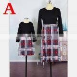 2019 NEW Three Quarter Sleeve Black Plaid Mom Daughter Dress Family Matching Outfit (this Link for Girls,1-12years) thumbnail-2
