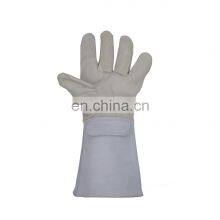 HANDLANDY White GREY Great Protective Fitting Full Grain Deerskin Workers Long Leather Work Welder Cheap Welding Gloves thumbnail-3
