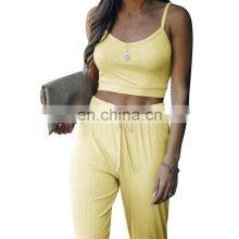 Manufacturer Customized LOGO New Women's Short Sling With Trousers Sports and Leisure Two-piece Suit thumbnail-1