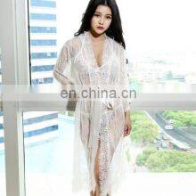 Lingerie for Women Sexy Long Lace Dress Sheer Gown See Through Kimono Robe thumbnail-2