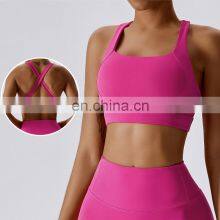 Cross Back Recyclable Yoga Sexy Bras Factory Sales Women Square Neck Sports Tank Tops thumbnail-1