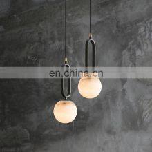 Simple Globe Pendant Hanging Lamps Led Ceiling Modern Small Alabaster Chandelier thumbnail-1
