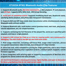 KT1025A BT301 Bluetooth Audio Chip IC Stereo MP3 Voice Download Module SPI Flash BLE 5.0 Data Transmission Solution AUX FM TF Card U Disk Playback thumbnail-2