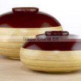 High Quality Best Selling Spun Bamboo Two Tone Natural Brown Vase From Vietnam thumbnail-1