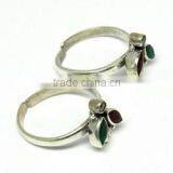 New ! Red Onyx_Green Onyx_White CZ 925 Sterling Silver Toe Ring, Gemstone Silver Jewelry, 925 Wholesale Toe Ring thumbnail-5