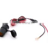 Car cigarette lighter socket with In-line fused wire lead and ring connector for Motorcycle