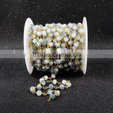 $4/meter by Trade Assurance- Lavender White Chalcedony Gemstone Wire Wrapped Chain Roll Gold Roll Jewelry Chain-Free Shipping thumbnail-5