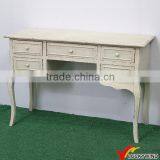 3 Drawers Shabby Wood Console Table White thumbnail-4