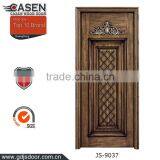 Single Swing Walnut Main Door Wood Carving Design thumbnail-3