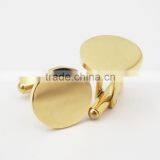 Round Personalized 316L Stainless Steel 18k Gold Plating Plain Custom Engrave Gold Cufflink Blank thumbnail-4
