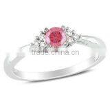 18 K WHITE GOLD PINK DIAMOND WEDDING RING thumbnail-1