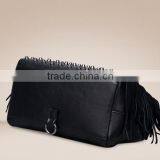 Western Three-used Tassels Backpack Soft Leather Tote Bag Black Ladies Shoulder Bags thumbnail-2