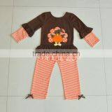 Wholesale Childrens Boutique Clothing Turkey Embroidery Ruffle Baby Girls Thanksgiving Outfits thumbnail-2
