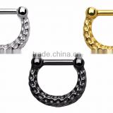 Surgical Steel Hammered Finish Septum Clicker Pierced Nose Ring