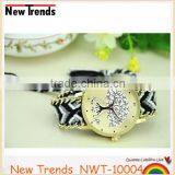 New Arival Fashion Colorful String Weaved Tree Design Quartz Lady Watch thumbnail-3