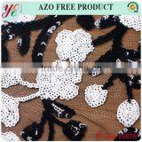 Black and White Small Flowers in Organza and Sequin Lace Fabric Embroidery for Garment thumbnail-2